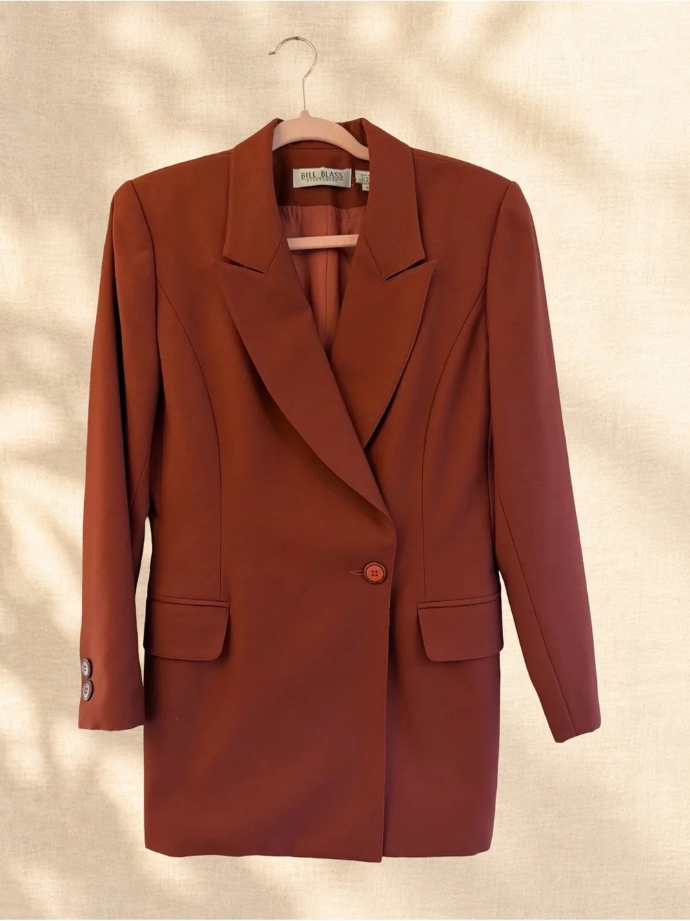 Vintage 90s Bill Blass 4 Piece Wool Suit Blazer Skirt Blouse Scarf